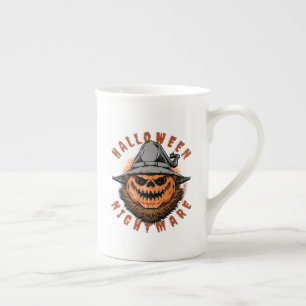 Tasse En Porcelaine Conception d'épouvantail de citrouille d'Halloween