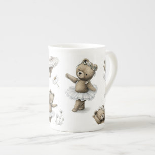 Tasse En Porcelaine Conception d'ours ballerine à l'aquarelle mignonne