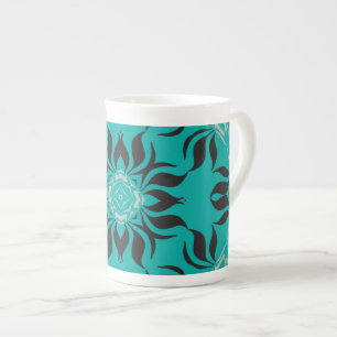 Tasse En Porcelaine Conception élégante de kaléidoscope, Aqua, Noir, G