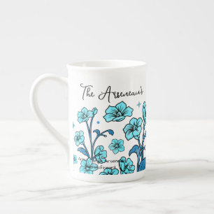Tasse En Porcelaine Conception Florale Bleu Sarcelle Moderne PERSONNAL
