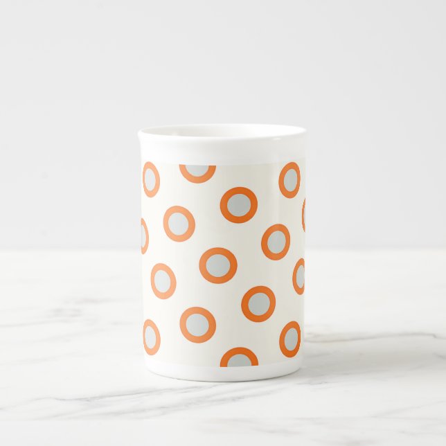 Tasse En Porcelaine Conception rétro à points ronds orange (Devant)