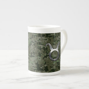 Tasse En Porcelaine Connexion Taurus au Camouflage numérique vert Wood