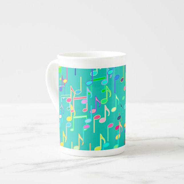 Tasse En Porcelaine Copie de notes musicales - turquoise, multi (Devant gauche)