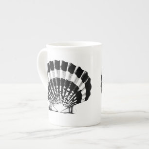Tasse En Porcelaine Coquillage - noir et blanc