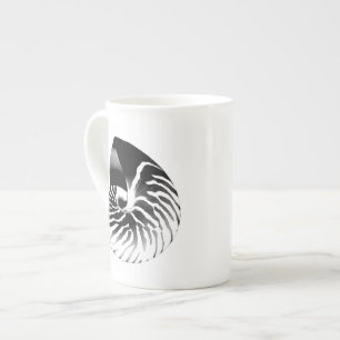 Tasse En Porcelaine Coquille de Nautilus - bleu marine et blanc