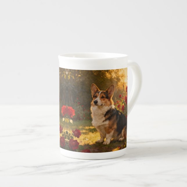 Tasse En Porcelaine Corgi in the Roses I (Devant droit)