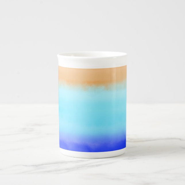 Tasse En Porcelaine Coucher de soleil sur l'aquarelle de l'océan Art A (Devant)