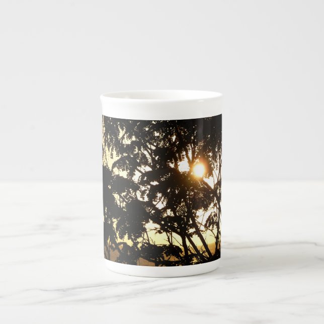 Tasse En Porcelaine Coucher du soleil à travers les arbres I Photograp (Devant)