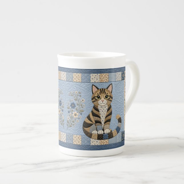 Tasse En Porcelaine Couverture chat tigré (Devant droit)