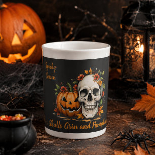 Tasse En Porcelaine Crâne de citrouille de saison effrayante Halloween