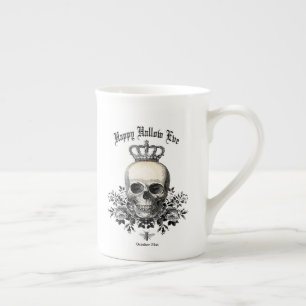 Tasse En Porcelaine Crâne d'Halloween Vintage moderne avec couronne