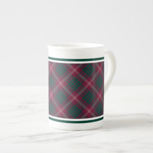 Tasse En Porcelaine Crawford Family Tartan Maroon et Dark Green Plaid
