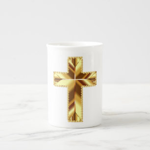 TASSE EN PORCELAINE CROIX SAINTE EN OR