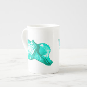 Tasse En Porcelaine Croquis en coquille de conc - turquoise, blanche e
