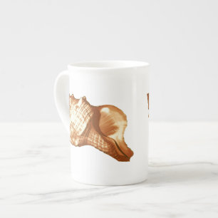 Tasse En Porcelaine Croquis en coquille de cône - brun, blanc et bronz