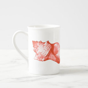 Tasse En Porcelaine Croquis en coquille de cône - corail, coquille ros