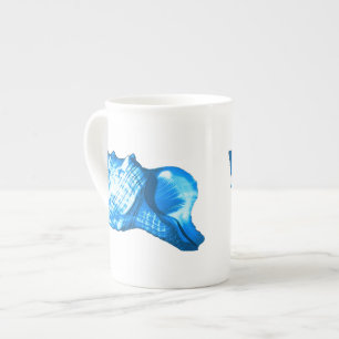 Tasse En Porcelaine Croquis en coquille de conque - cobalt et bleu cie