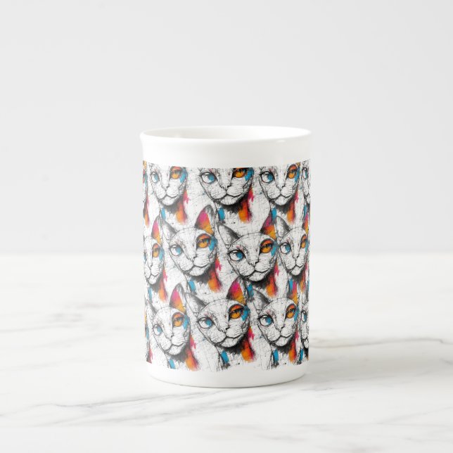 Tasse En Porcelaine Curieux Kitty (Devant)