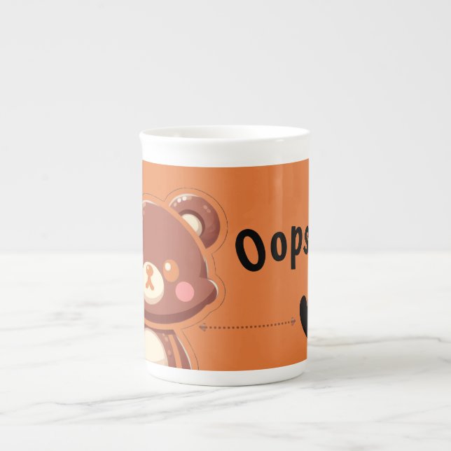 Tasse En Porcelaine Cute Bear “Oops!” Orange Specialty Mug–Kawaii Bear (Devant)