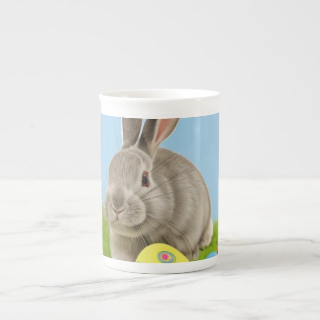 Tasse En Porcelaine Cute Bunnyfor Pâques pour une humeur positive Bone (Devant)