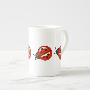 Tasse En Porcelaine Cute Chine blanche et rouge Ladybug os