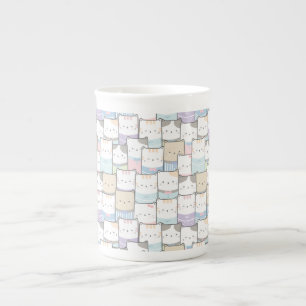 Tasse En Porcelaine Cute Doodle Kitten Visages Motif