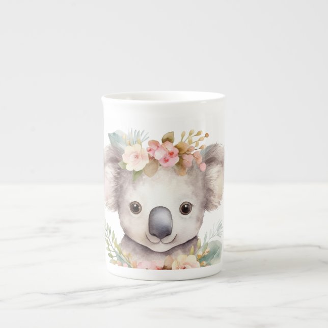 Tasse En Porcelaine Cute Floral Koala Bear  (Devant)