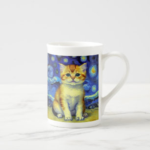 Tasse En Porcelaine Cute Kitten Starry Night Van Gogh