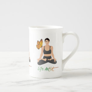 Tasse En Porcelaine Cute Life Artiste Slogan Papillon Yoga Inspiration