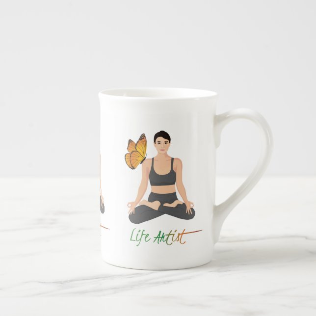 Tasse En Porcelaine Cute Life Artiste Slogan Papillon Yoga Inspiration (Droite)