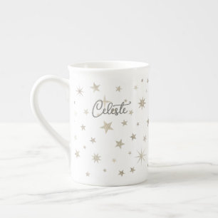 Tasse En Porcelaine Cute Simple Genre Neutre Blanc Silver Star Fairy