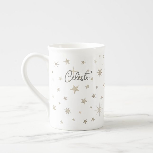 Tasse En Porcelaine Cute Simple Genre Neutre Blanc Silver Star Fairy (Gauche)