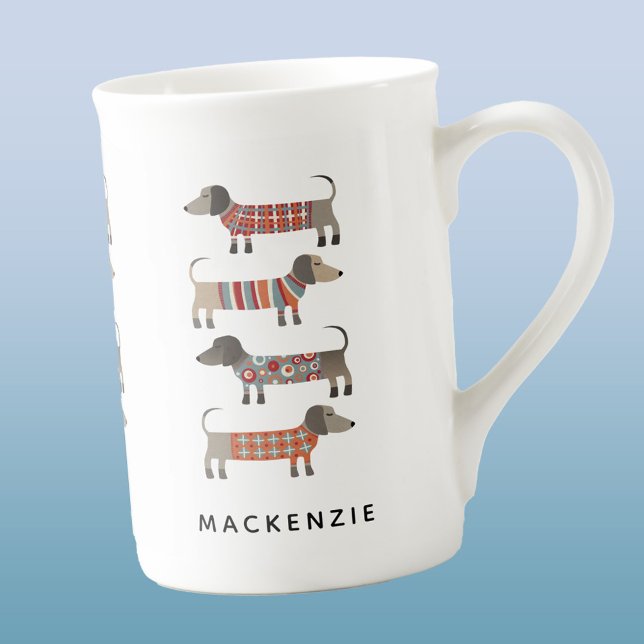 Tasse En Porcelaine Dachshund Sausage Chien Personnalisé (Dachshund Wiener Sausage Dog bone china mug)