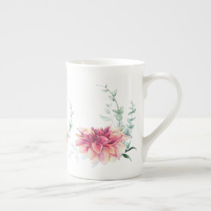 Tasse En Porcelaine Dahlia Mystique aquarelle os Chine Musique