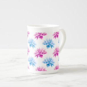 Tasse En Porcelaine Dahlia Rose, Dahla Bleue, Motif Floral, Fleurs