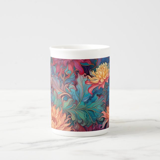 Tasse En Porcelaine Dahlia Tapisserie florale (Devant)