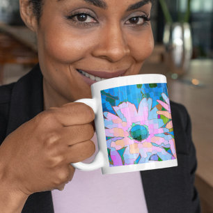 Tasse En Porcelaine Daisies Abstraits Colorés 2 