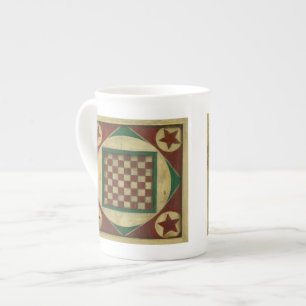 Tasse En Porcelaine Damier antique par le harpiste d'Ethan