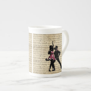Tasse En Porcelaine Danseurs de salle de bal sur papier vintage