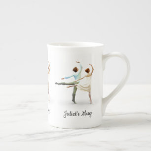 Tasse En Porcelaine Danseurs romantiques avec votre propre nom ou text