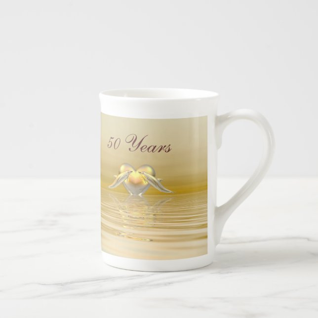 Tasse En Porcelaine Dauphins et Coeur du Golden Anniversaire (Droite)