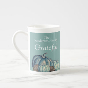 Tasse En Porcelaine Décor Automne Aquarelle Bleu Citrouille gracieux C