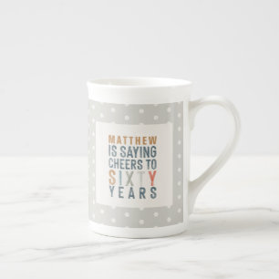 Tasse En Porcelaine Décor de fête du 60e anniversaire ou cadeau d'an