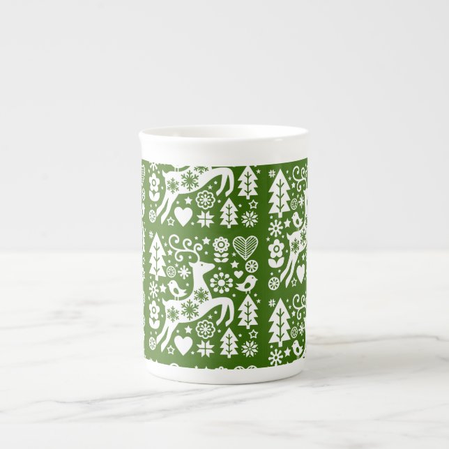 Tasse En Porcelaine Décor traditionnel nordique de Noël (Devant)