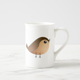 Tasse En Porcelaine Dessin animé d'oiseau moineau