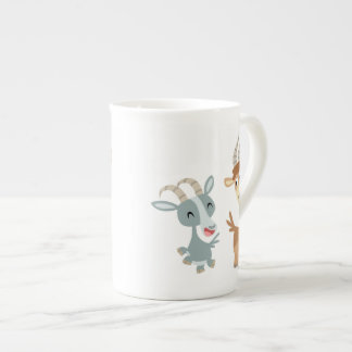Tasse En Porcelaine Deux adorables chèvres caricaturales Bone China Mu