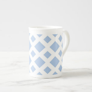 Tasse En Porcelaine Diamants bleu clair sur blanc
