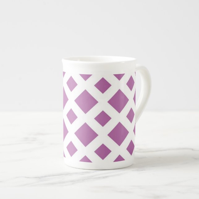 Tasse En Porcelaine Diamants de lavande sur blanc (Devant droit)