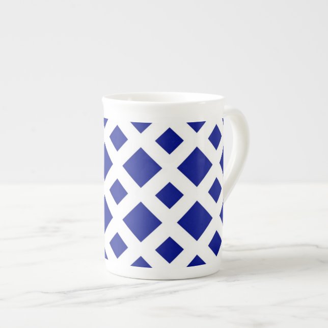 Tasse En Porcelaine Diamants de marine sur blanc (Devant droit)