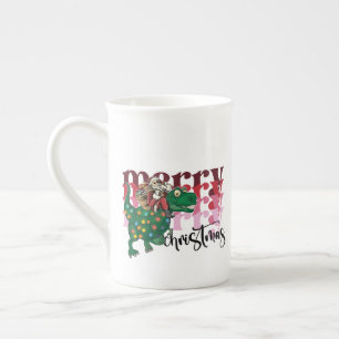 Tasse En Porcelaine Dinosaur portant Noël au Père Noël